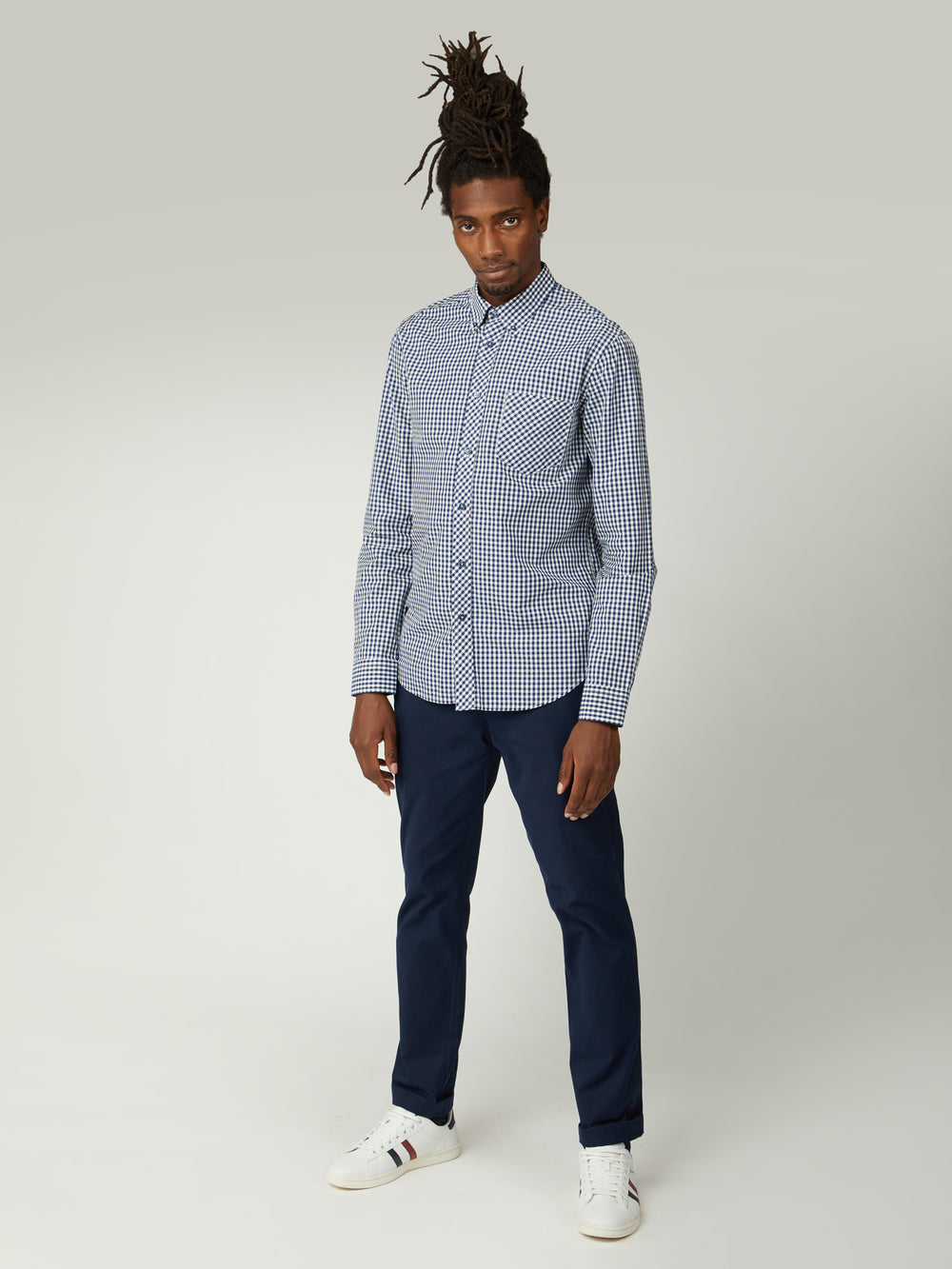 Chemises Ben Sherman Signature Long-Sleeve Gingham Bleu Foncé | TKJ-48070237